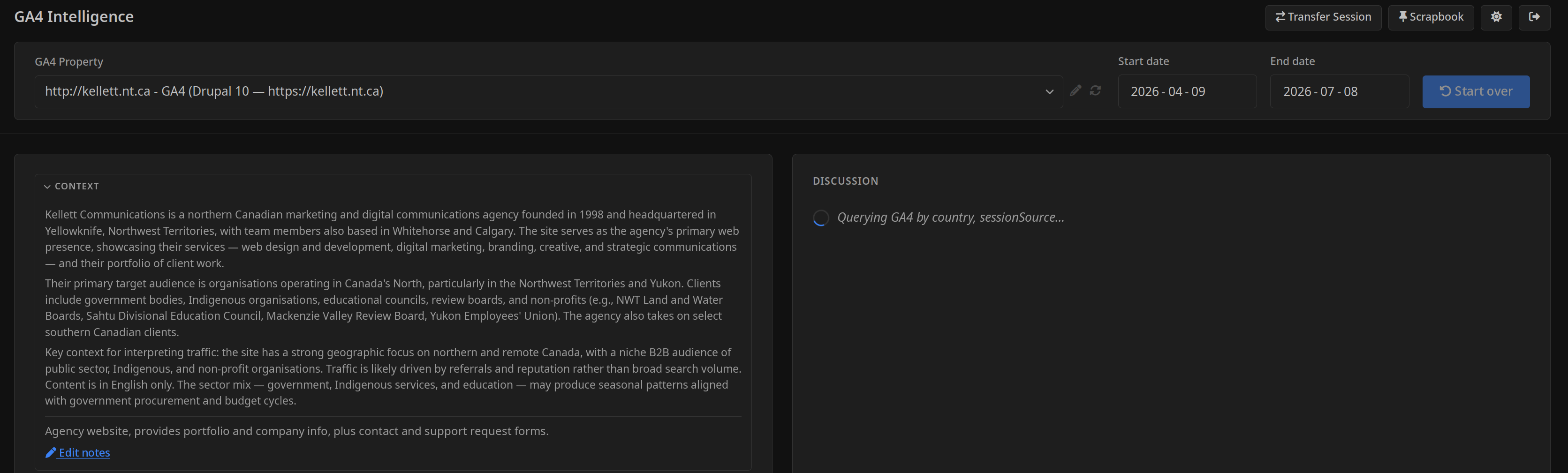GA4 Intelligence Context Panel