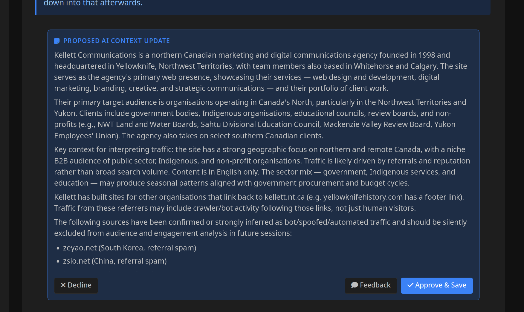 GA4 Intelligence Proposed Context Update