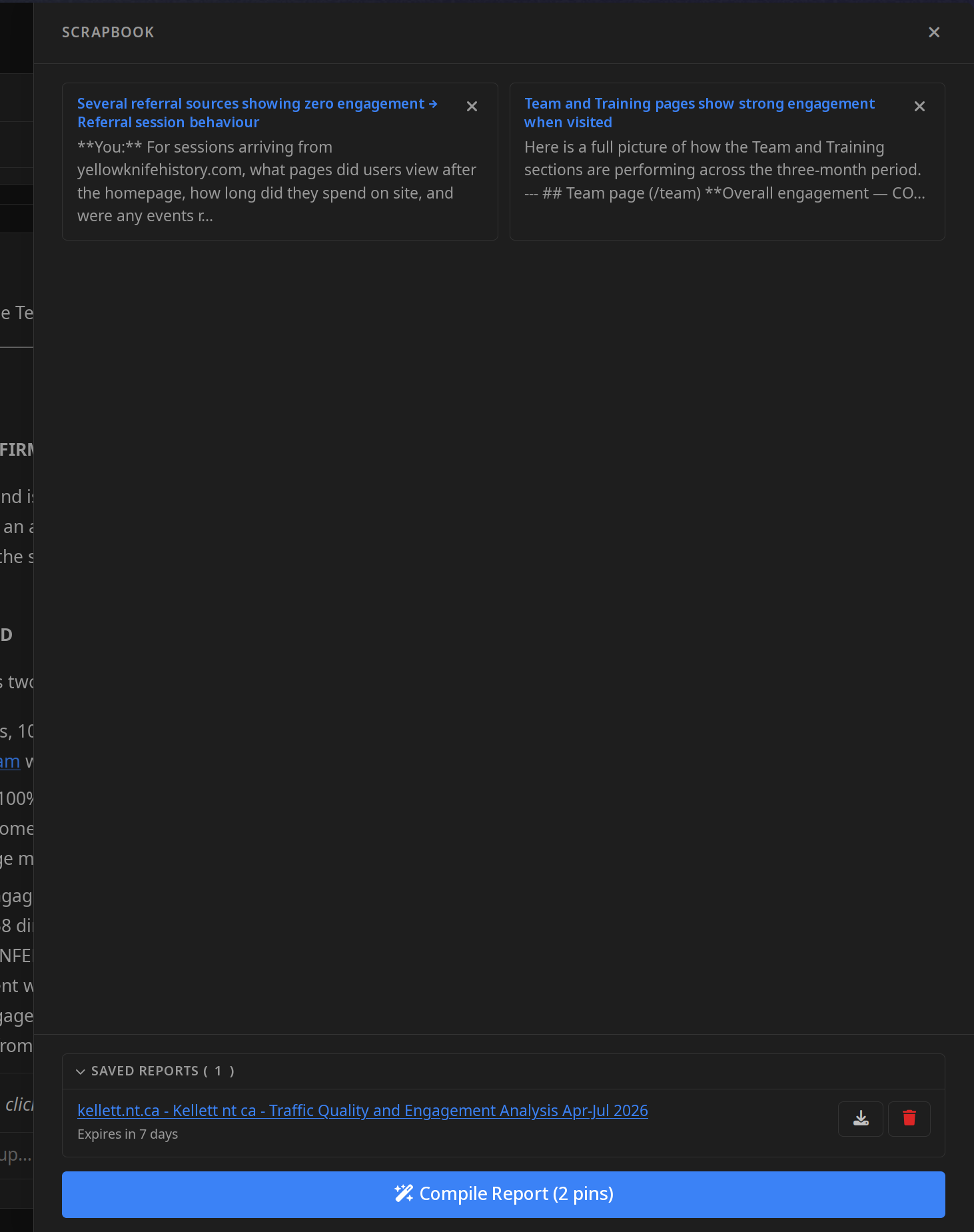 GA4 Intelligence Scrapbook - Saved Reports