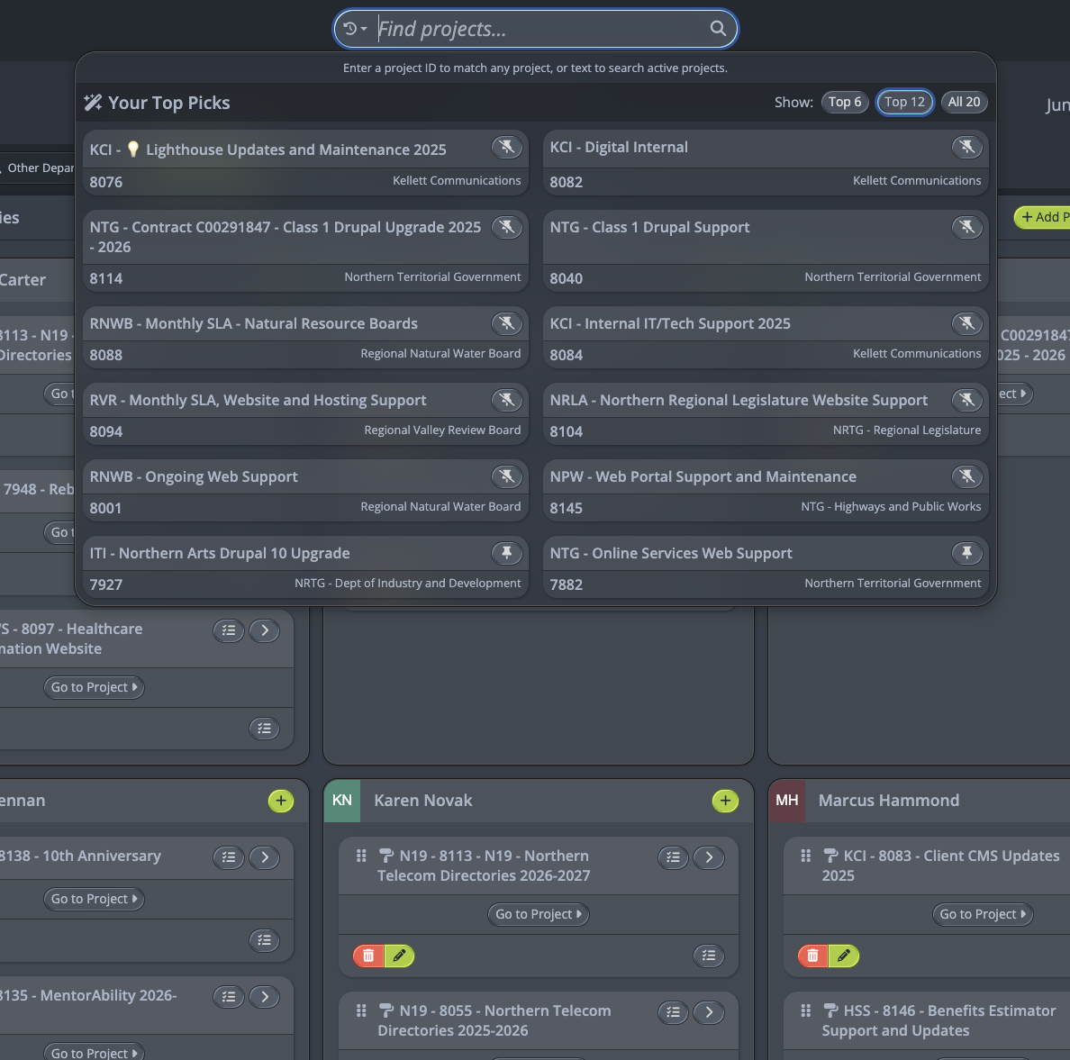 Lighthouse Header - search picker widget