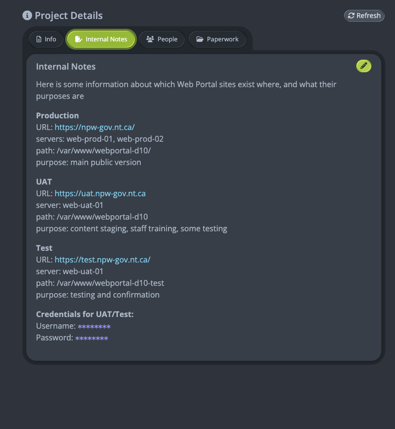 Lighthouse Project details - internal notes