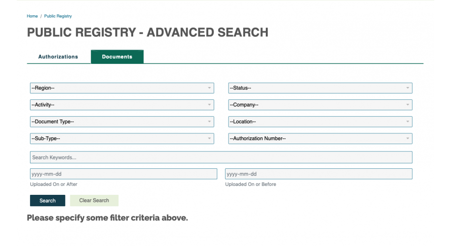 MVLWB Registry Advanced Search