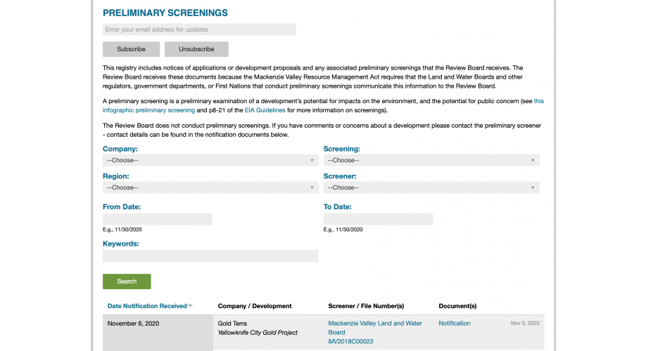 MVE Preliminary Screenings